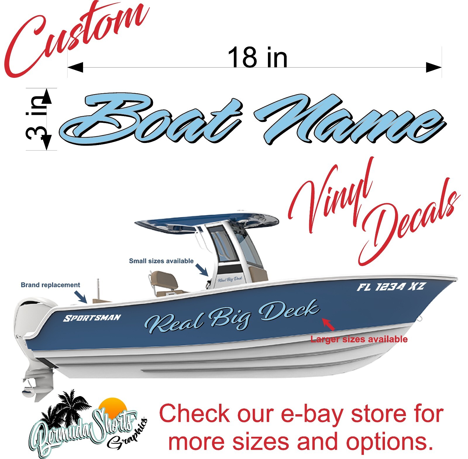 Boat Name Decal 3x18