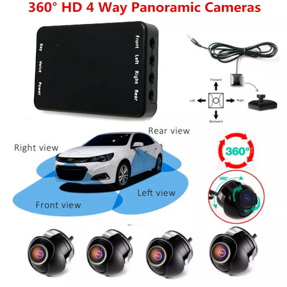 360 Degree 4 Way Camera Control Box System Car Parking Panoramic View  Rearview