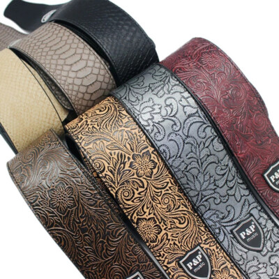 Bass Strap E-Gitarrengurt Geprägt Gitarrengurt aus Leder Akustikgitarrengurt