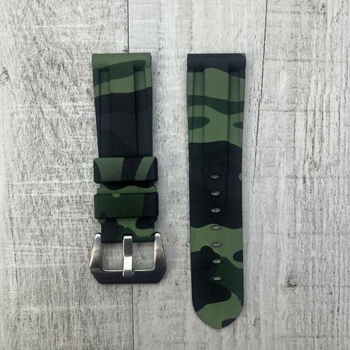 Per Panerai Luminor Marina Pam 24mm Verde Camo Gomma Silicone Orologio  Cinturino | eBay