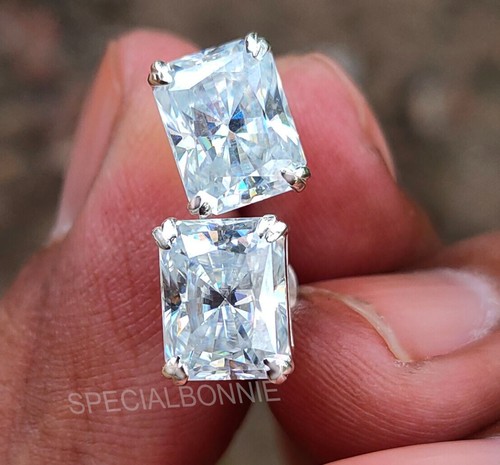 5.00 Ct Certified Radiant Cut White Diamond Solitaire Studs-Amazing Luster ! - Picture 4 of 11