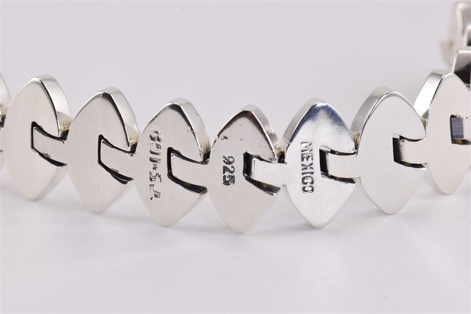 Sterling Silver Solid Unique Oval Linked Bracelet… - image 6