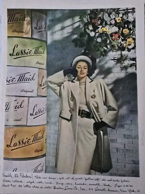 1947 Women's Lassie Maid  All wool suede fabric coat vintage fashion ad 