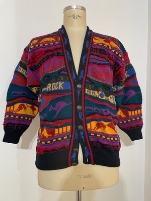 EMAROO Australia Style Coogi Colorful 3d Multicolor Wool Cardigan