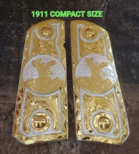 1911 Compact Officers Pistol Grips Cachas Centenario Mexican Premium Gold Plated