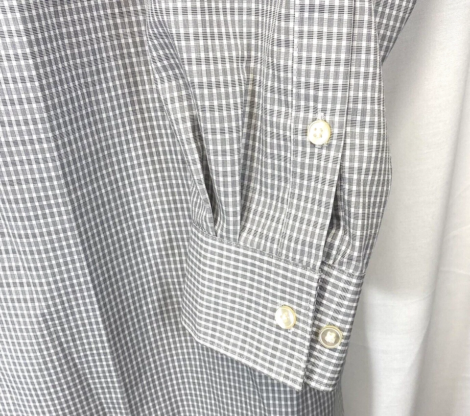 Jones New York Men's Dress Shirt 22 34-35 Non-Iron Regular Fit Gray/White Check - Image 3 of 4