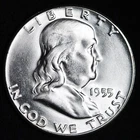 GEM BU UNCIRCULATED UNC MS 1955 SILVER FRANKLIN HALF DOLLAR BRILLIANT LUSTER