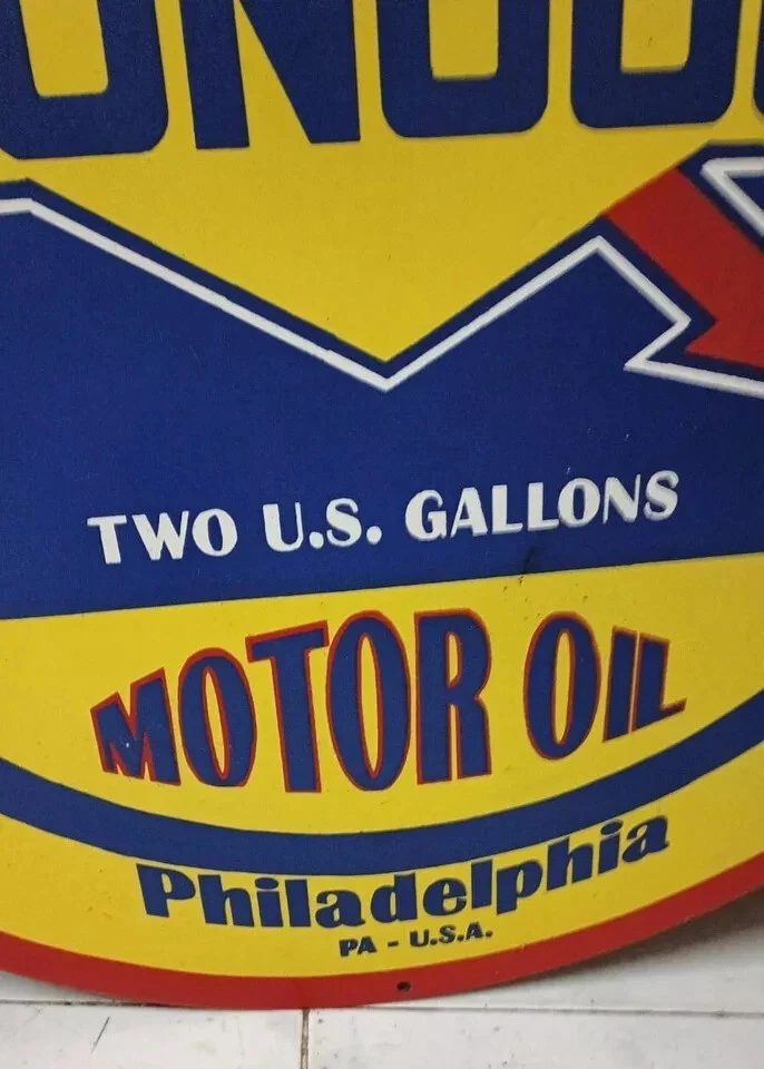 Sunoco Motor oil  Porcelain Enamel Heavy Metal Sign 30 Inches Double  Side - Image 4 of 4