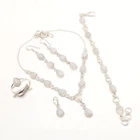 Natural Rainbow Moonstone Gemstone 925 Silver Handmade Jewelry Set