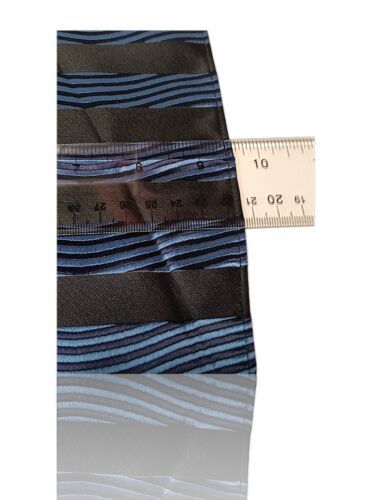 Nwot 100% Silk 9.5" X 9.5" Pocket Square, Blue/Black Striped. - Picture 3 of 5