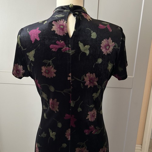 VTG Velvet Asian Inspired Women's 6 Blk Floral Maxi Dress Caren Desiree Co. Y2K - Picture 5 of 13