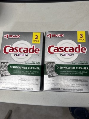 Cascade Platinum Dishwasher Cleaner, 3 count 2 Boxes