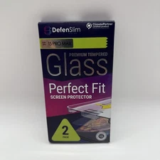 DefenSlim Screen Protector for iPhone 15 Pro Max (2Pack), Premium Tempered Glass