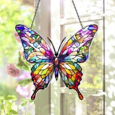 Colorful Butterfly Acrylic Suncatcher, Rainbow Wing Window Hanging Decor