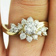 Cluster Wedding 2 Ct Marquise Cut Lab Created Diamond 14K White Gold Plated Ring