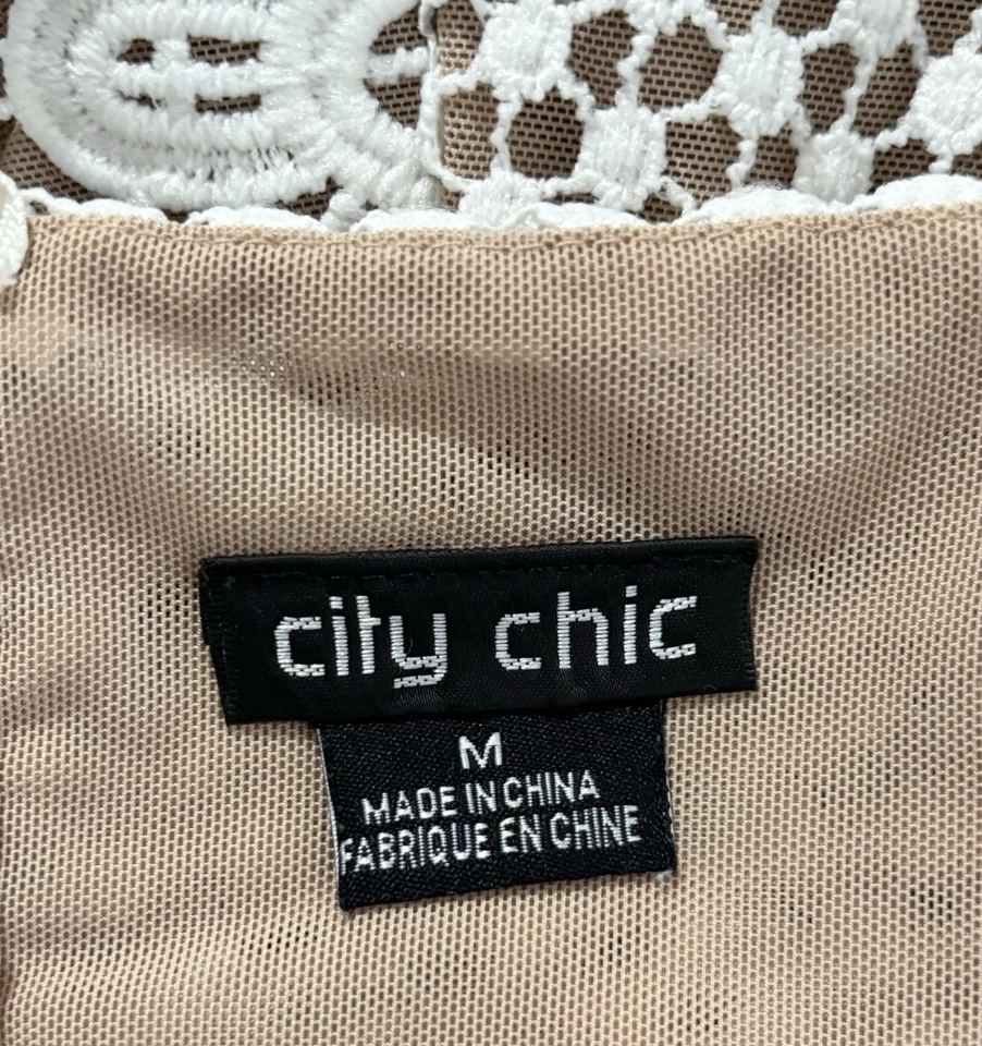 Vestido City Chic Talla Grande M 18 Blanco Bordado Floral Encaje Fiesta Noche Boda Foto 4 de 4