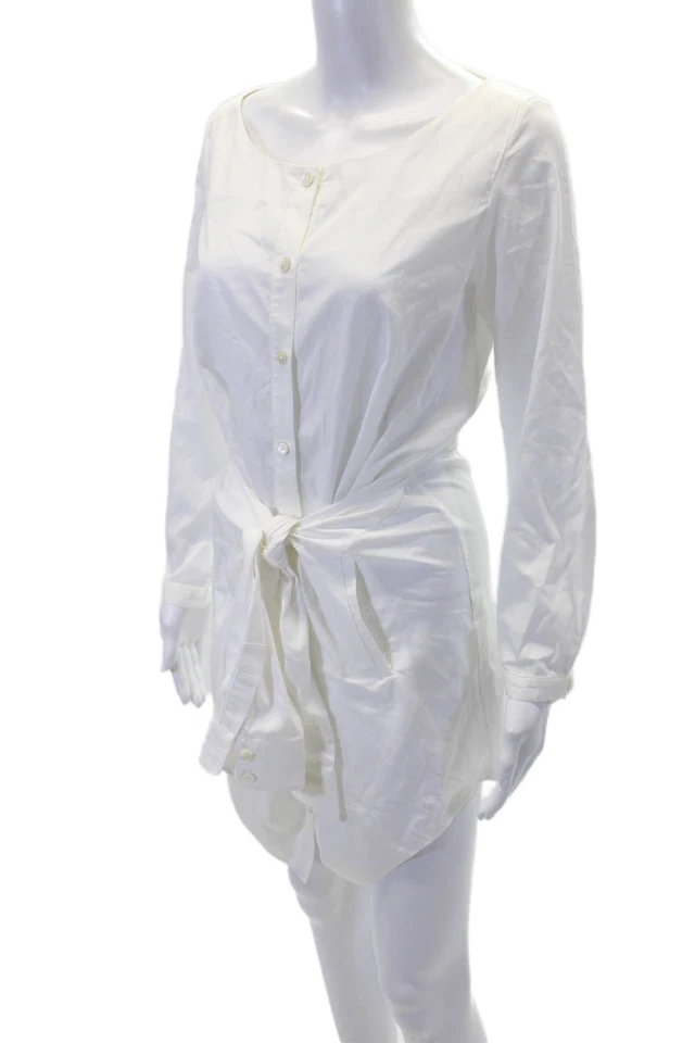 Vestido Camisa Thakoon Mujer Botón Delantero Cuello Redondo Corbata Frontal Blanco Talla 4 Foto 2 de 4