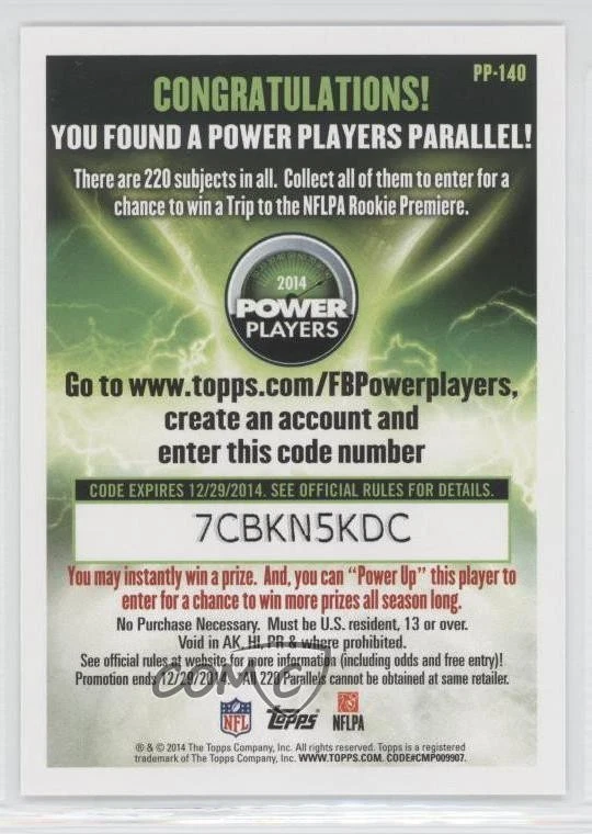 2014 Topps Power Players Jeff Janis #PP-140 Rookie RC - Image 2 of 2