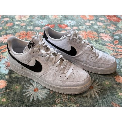 Nike Air Force 1 07 Craft White Black Tumbled Leather CT2302-100 Mens Size 14