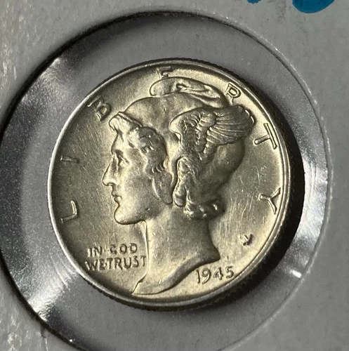 (B2) 1945 AU MERCURY SILVER DIME