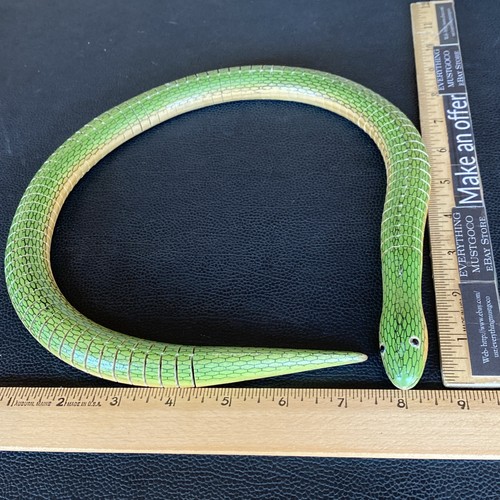 Articulated Wooden Snake Folk Art Toy Hand-Carved Flexible Painted Souvenir 28”