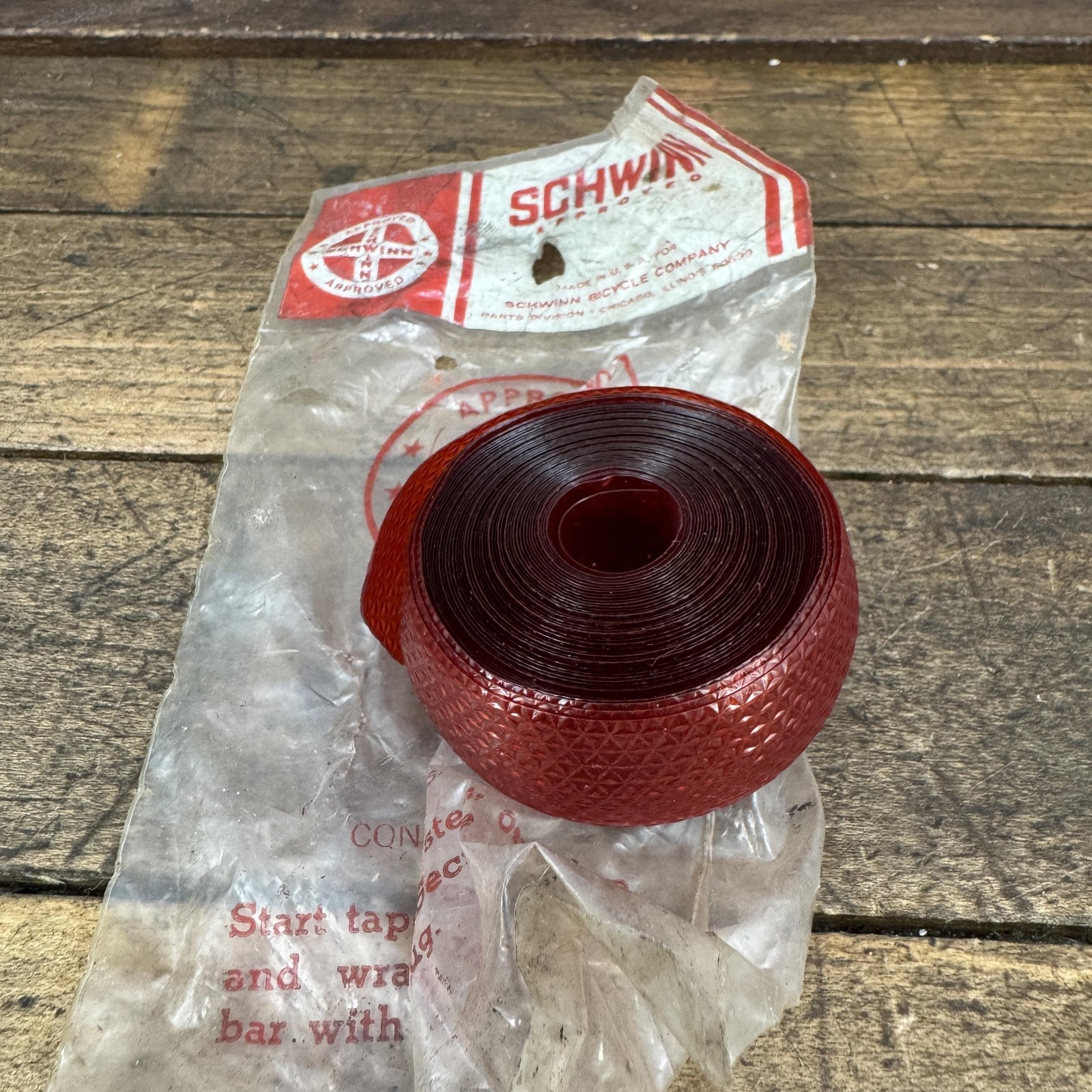 Vintage Schwinn Handlebar Tape Red Approved Single Roll NOS USA