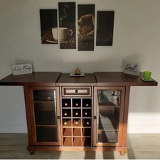Brand New Contemporary Bar Cabinet, Mahogany 