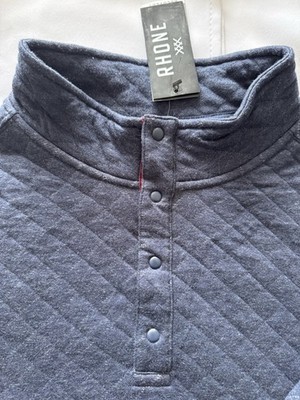 Rhone Sweater Jacket Mens 2XL Black Gramercy Quilted Pullover 1/4 Snap Mock Neck