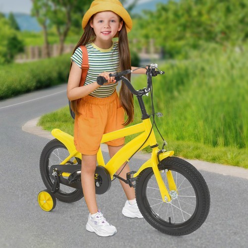 14'' Kids Bicycle with Adjustable Seat, Training Wheels & Durable Build