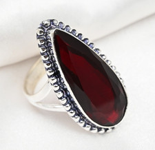 Red Garnet Gemstone Handmade 925 Sterling Silver Ring Jewelry Gift For Her