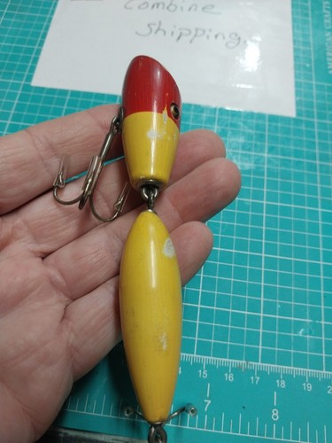 Antique Vintage Musky Wig Wag Bass Size 4 1/2 Inch Wood Glass Eyes Used Nice For - Picture 13 of 20