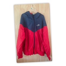 Nike Men s XL Hooded Windbreaker Jacket Red Navy Full Zip Lightweight