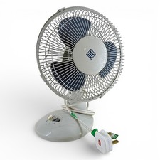 GS Desk Fan 9in 23cm 3-Speed White Gray Blade Table Fan Oscillating 220-240V 20W