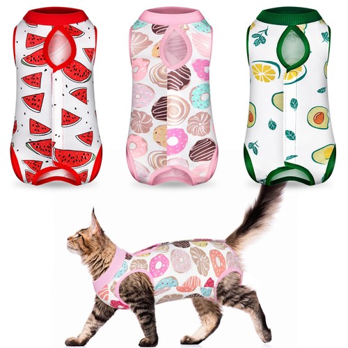 Small Gently Used 3 Pieces Cat Recovery Suit Kitten Recovery Suit E-Collar