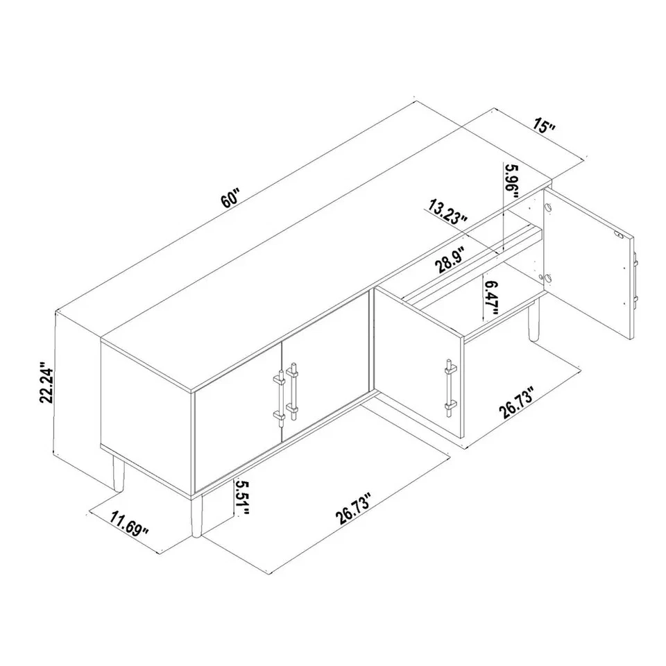 Ellery Luxe 媒体支架 适用于电视最大 60 英寸,金色支腿和存储 - 阈值 — 第 2/4 张图片