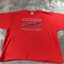 Vintage Atlanta Braves Shirt Mens 2XL Red MLB Baseball Graphic Tee Short Sleeve
