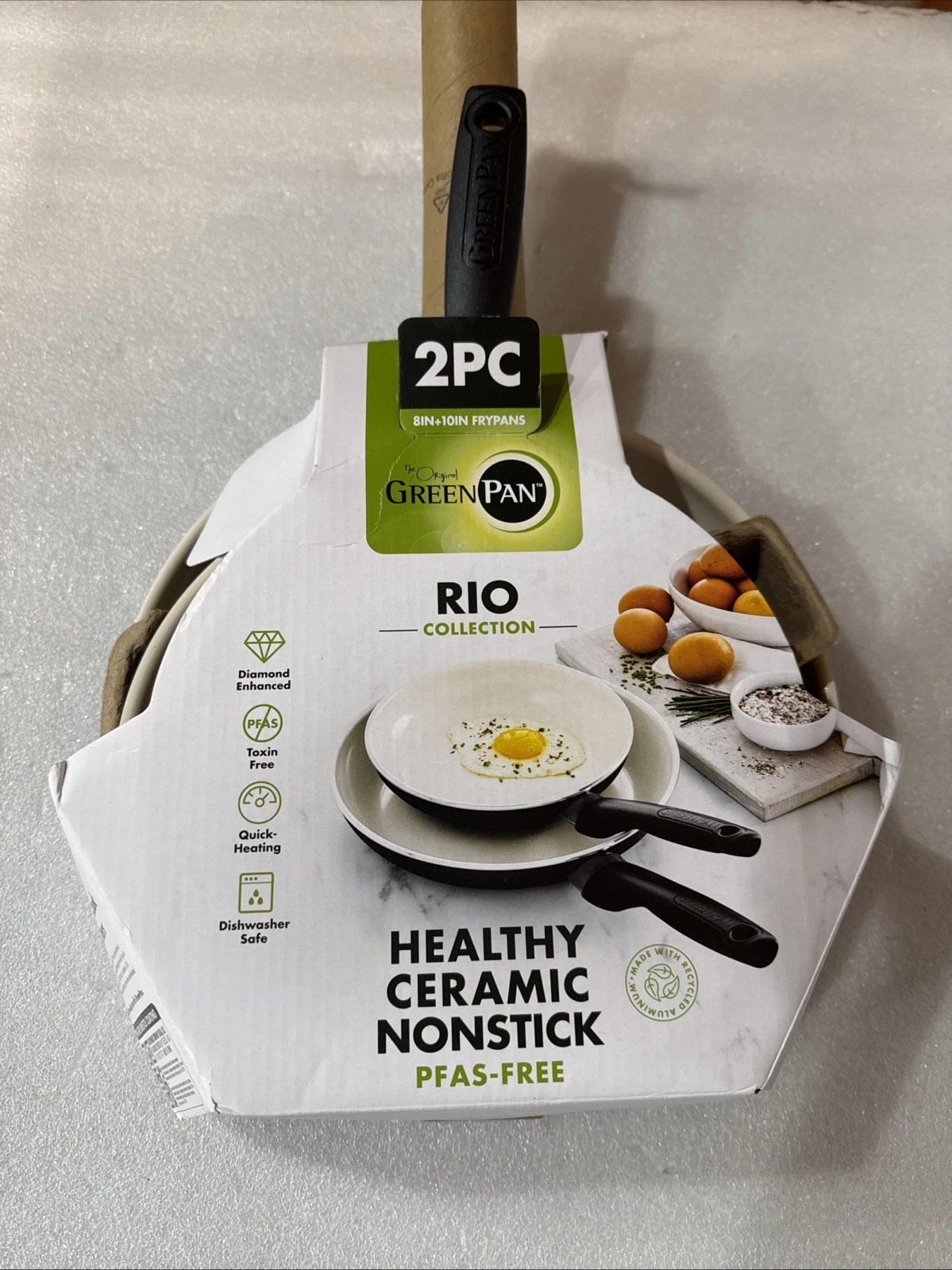 Rio 8" and 10" Frying Pan Skillet Set, Pfas-Free, Healthy Ceramic Nonstick Cookw