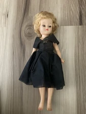 Vogue Ginny Vintage Doll Blonde Sleepy Eyes Black Dress Shaw Doll