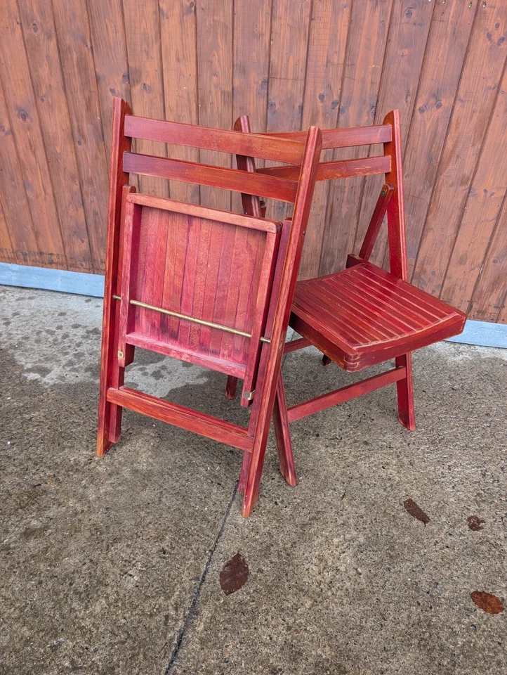 Designer Klappstuhl Stuhl 60er Vintage rot Danish Holzstuhl Folding Chair 1/2 - Bild 2 von 4