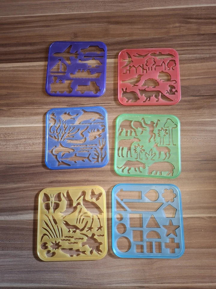 19 x Schablone Malschablone Tupperware Kinder Malen mit Tasche Beutel - Bild 3 von 4