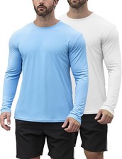 HOPLYNN 2 Pack Men's UPF 50 Rash Guard Quick-Dry Long Sleeves Shirts, Swim F...