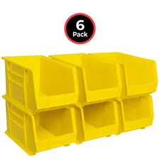 30260 Plastic Stackable Shelf Bins/ Storage Totes, 18 In. X 11 In. X 10 In. Yell