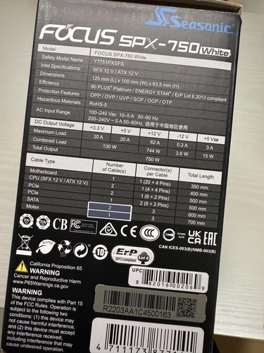 Seasonic Focus SPX-750 White 750W SFX PSU 80 PLUS Platinum Full Modular - 第 2/6 張圖片