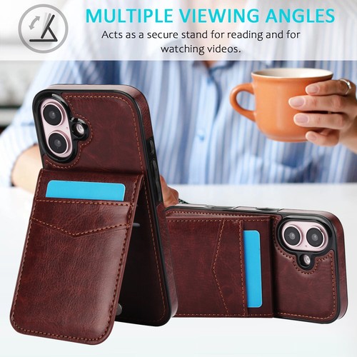 For iPhone 16 15 14 Pro Max 13 12 11 XS Leather Wallet Card Case Slim Back Cover - Picture 29 of 54