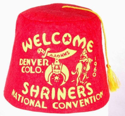 Vtg Shriners Fez Hat-Tassel-Red-Size 6-AAONMS-National Convention