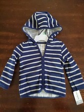 18mo NWT- Carters-Unisex- Navy Light Gray Striped Zip Up Jacket With Pockets
