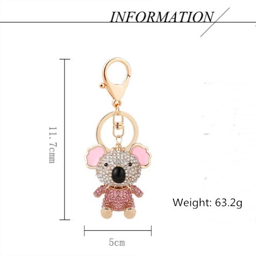 New Animal Koala Keychains Cute Bag Pendant Cz Alloy Car Brooches Key Chains - Picture 8 of 11