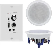 Herdio 5.25" 300W 2 Way Flush Mount Ceiling Speakers+In Wall Bluetooth Amplifier