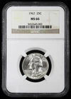 1962 WASHINGTON QUARTER 25C NGC MS66 (P0630)