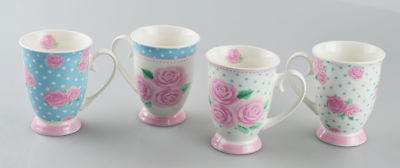 Neu Bone China Tassen 4er Set Afternoon Tea Stil Kaffee Zuhause Küche Büro Tassen